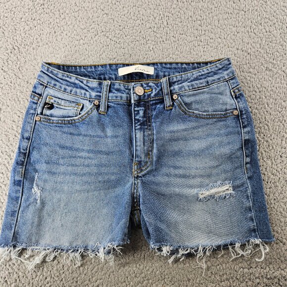 KanCan Pants - Kancan‎ Jean Shorts Womens 24 (28x3) Blue Mid Rise Distressed Cut Offs Jorts
